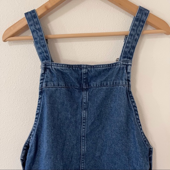 H&M Divided Denim Pinafore Embroidered Daisies Skirtall Adjustable Strap Y2K-6 - Picture 8 of 10